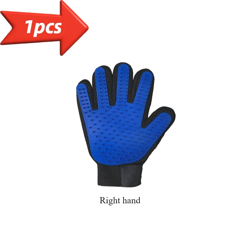 Pet Grooming Gloves - 5 Finger Deshedding & Hair Remover Mitt For Dogs & Cats