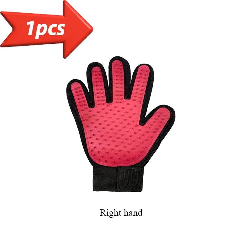 Pet Grooming Gloves - 5 Finger Deshedding & Hair Remover Mitt For Dogs & Cats