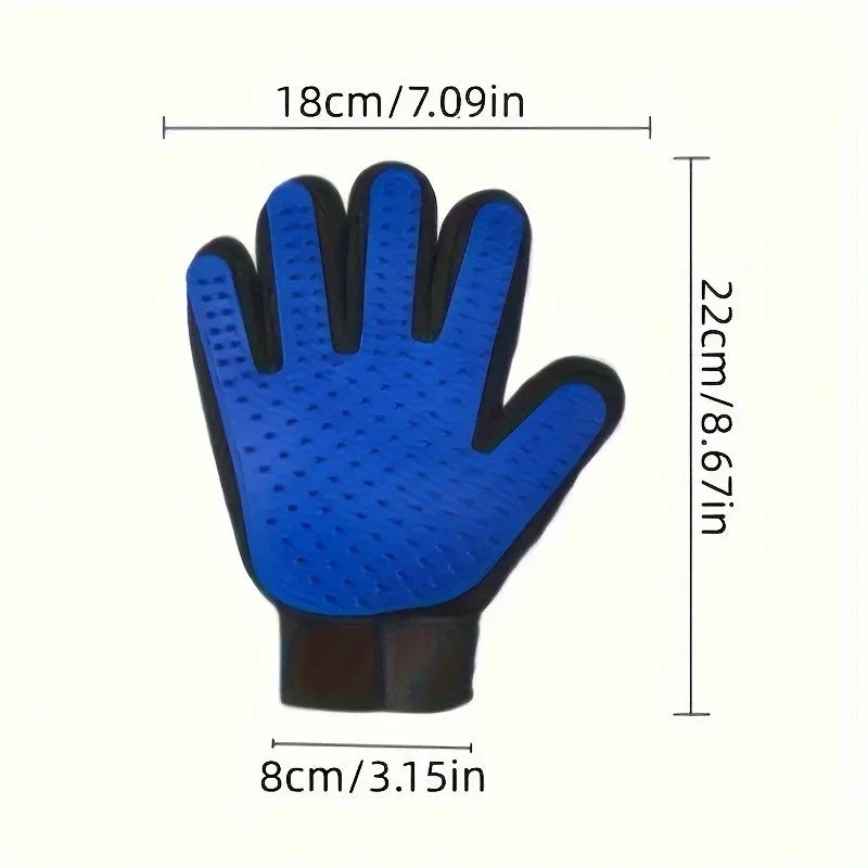 Pet Grooming Gloves - 5 Finger Deshedding & Hair Remover Mitt For Dogs & Cats
